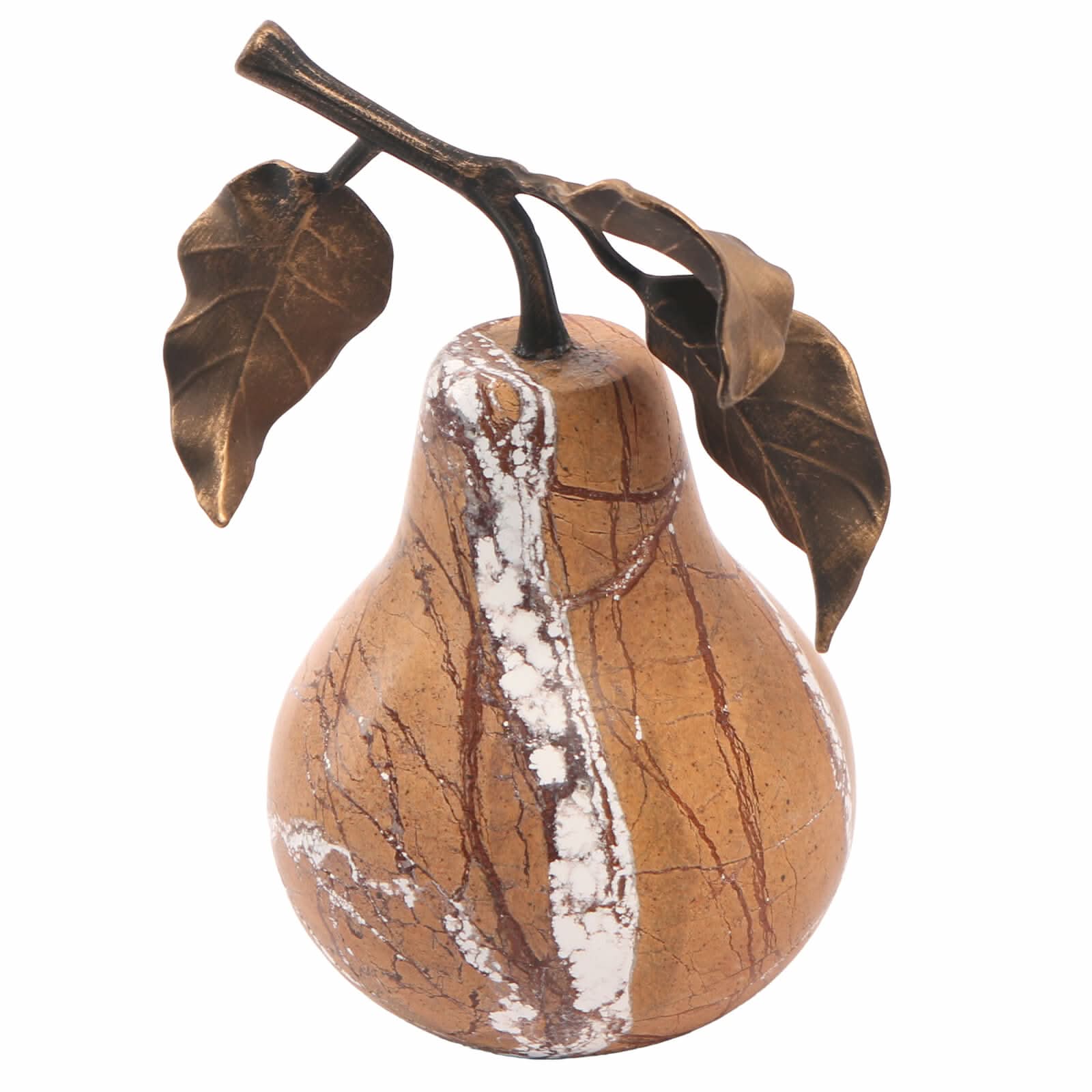 Keiichi Pear Ornament in Golden Bronze Marble   Nicholas John Interiors
