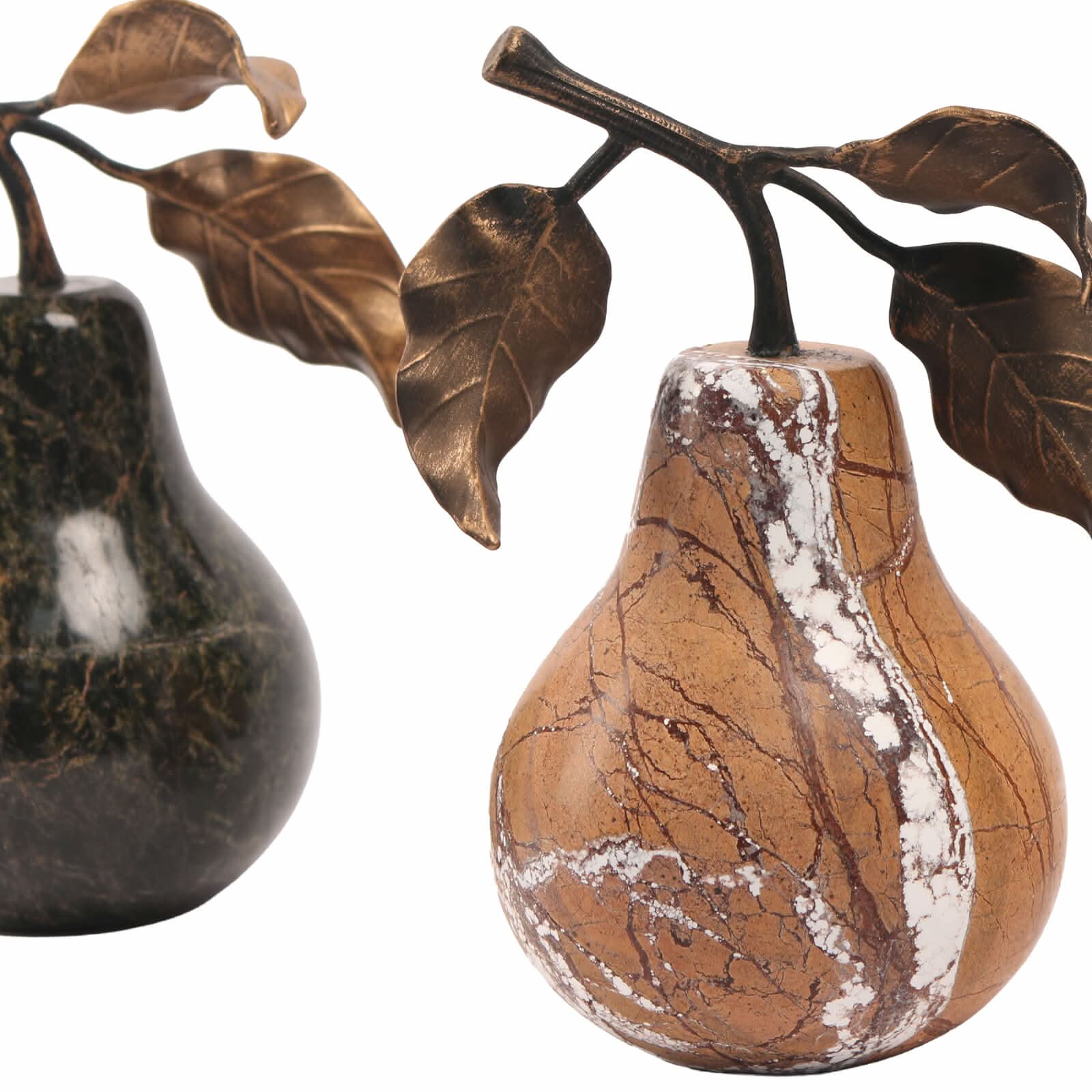 Keiichi Pear Ornament in Golden Bronze Marble   Nicholas John Interiors