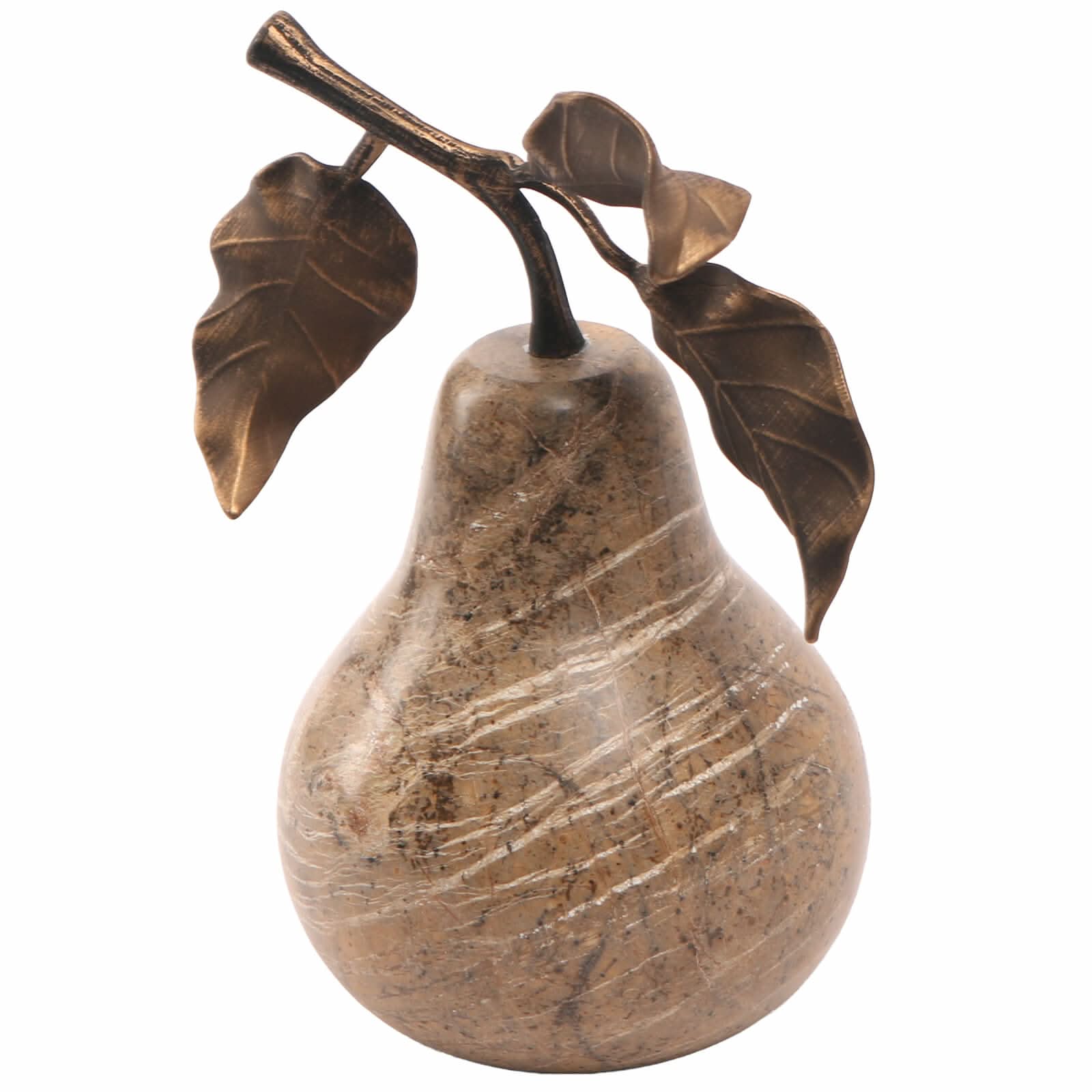 Keiichi Pear Ornament in Brown Marble   Nicholas John Interiors