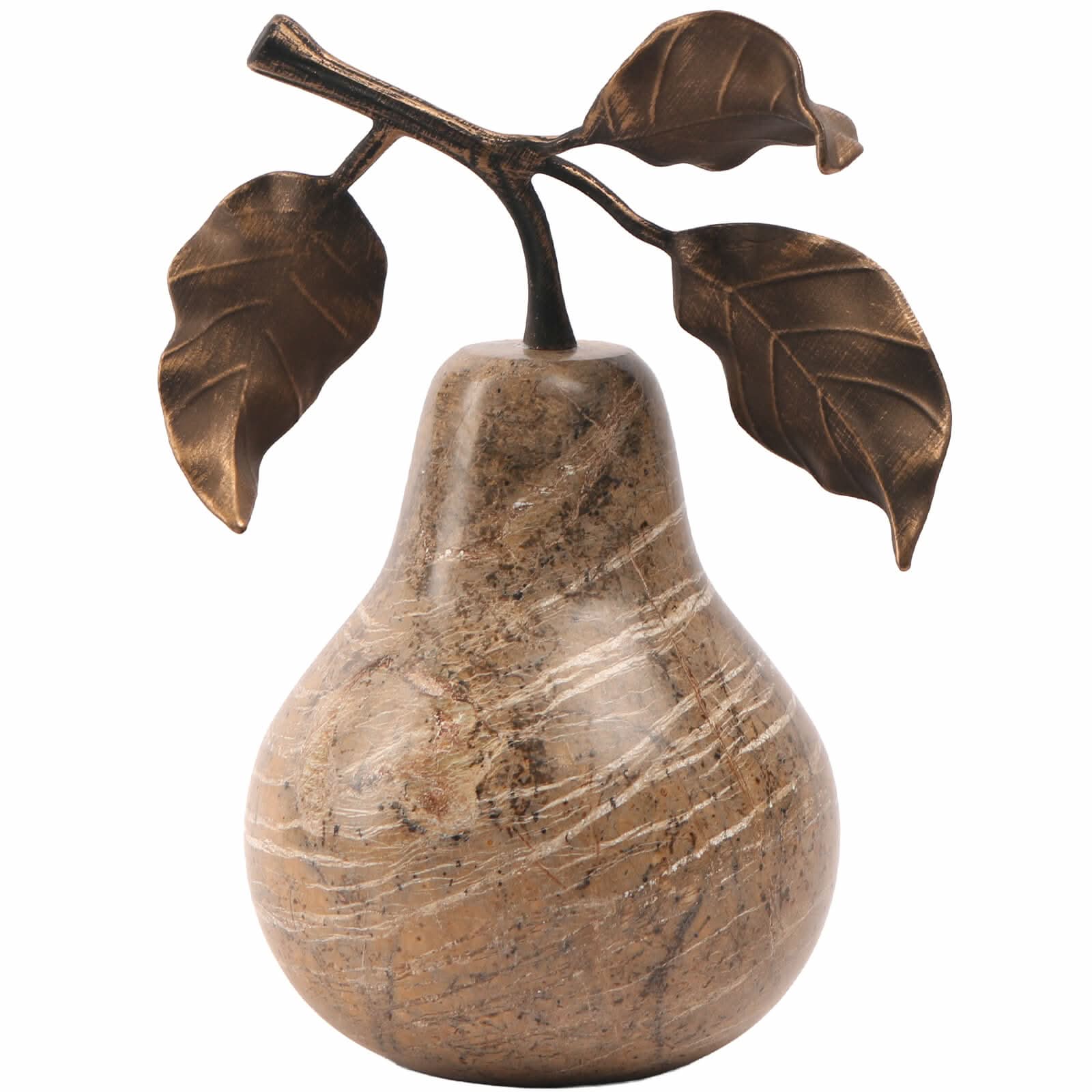 Keiichi Pear Ornament in Brown Marble   Nicholas John Interiors