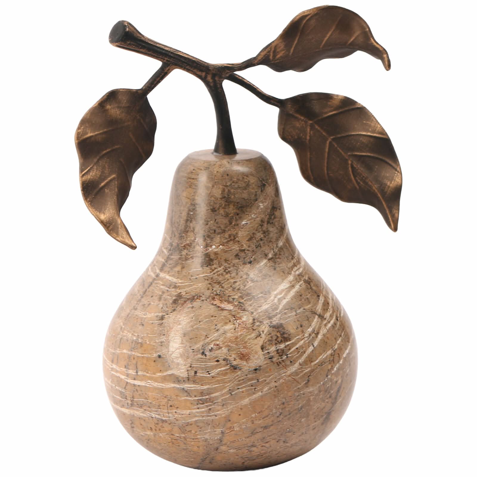 Keiichi Pear Ornament in Brown Marble   Nicholas John Interiors