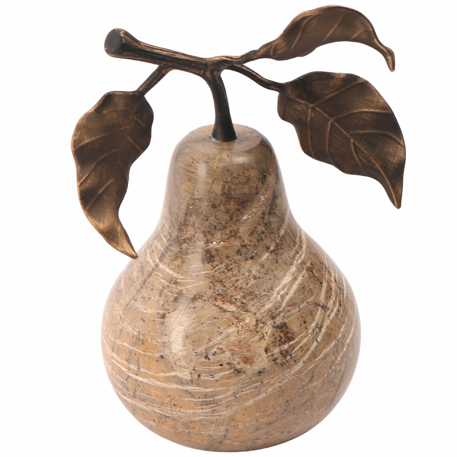 Keiichi Pear Ornament in Brown Marble   Nicholas John Interiors