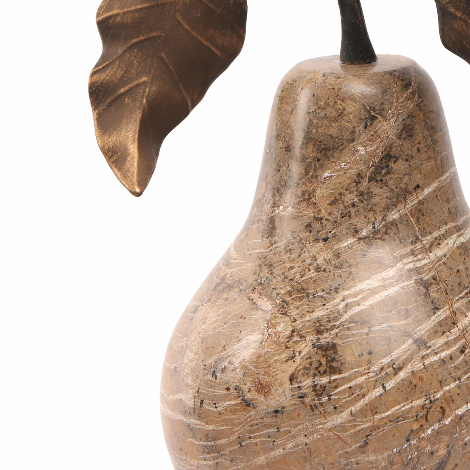 Keiichi Pear Ornament in Brown Marble   Nicholas John Interiors