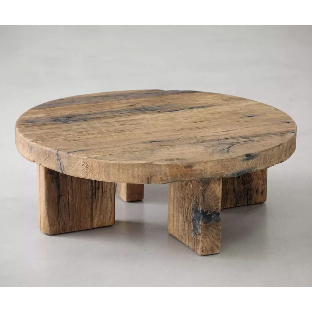 Keiichi Reclaimed Oak Coffee Table Round   Nicholas John Interiors