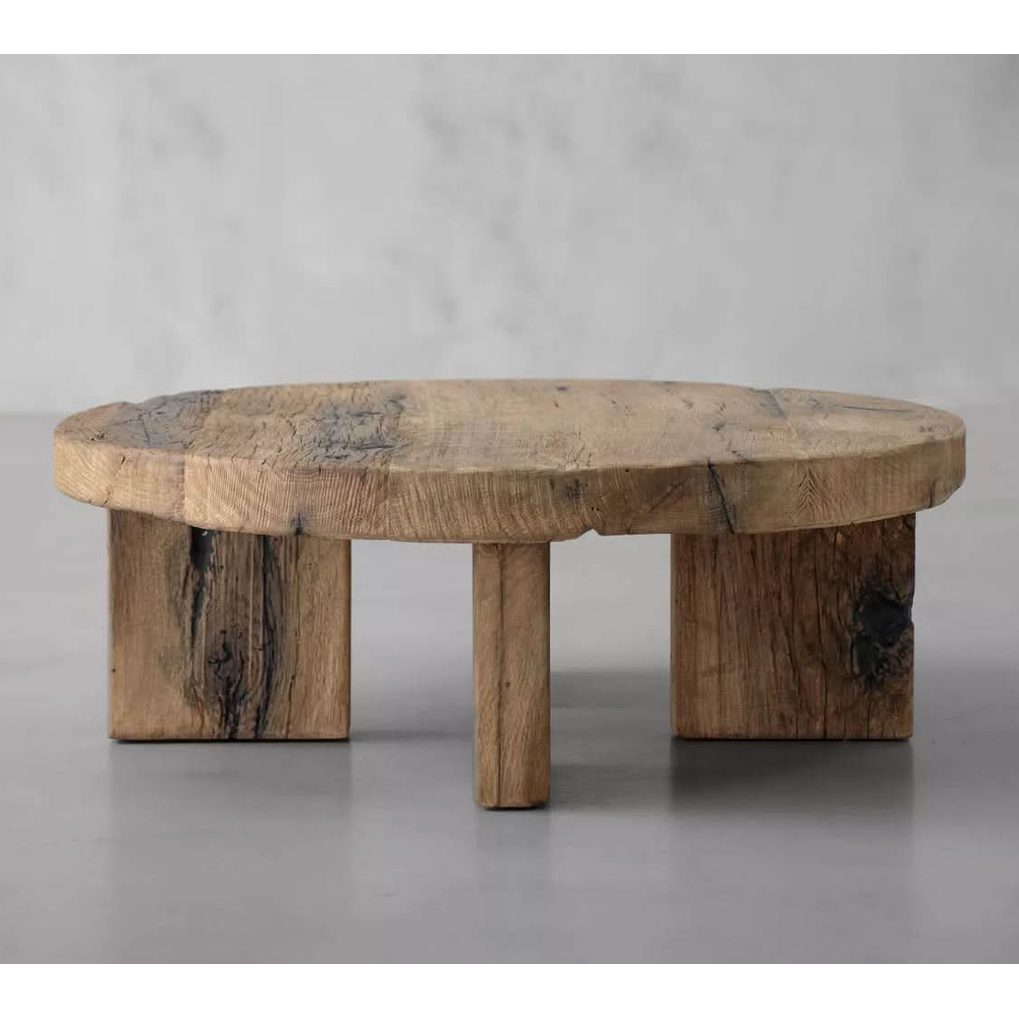 Keiichi Reclaimed Oak Coffee Table Round   Nicholas John Interiors