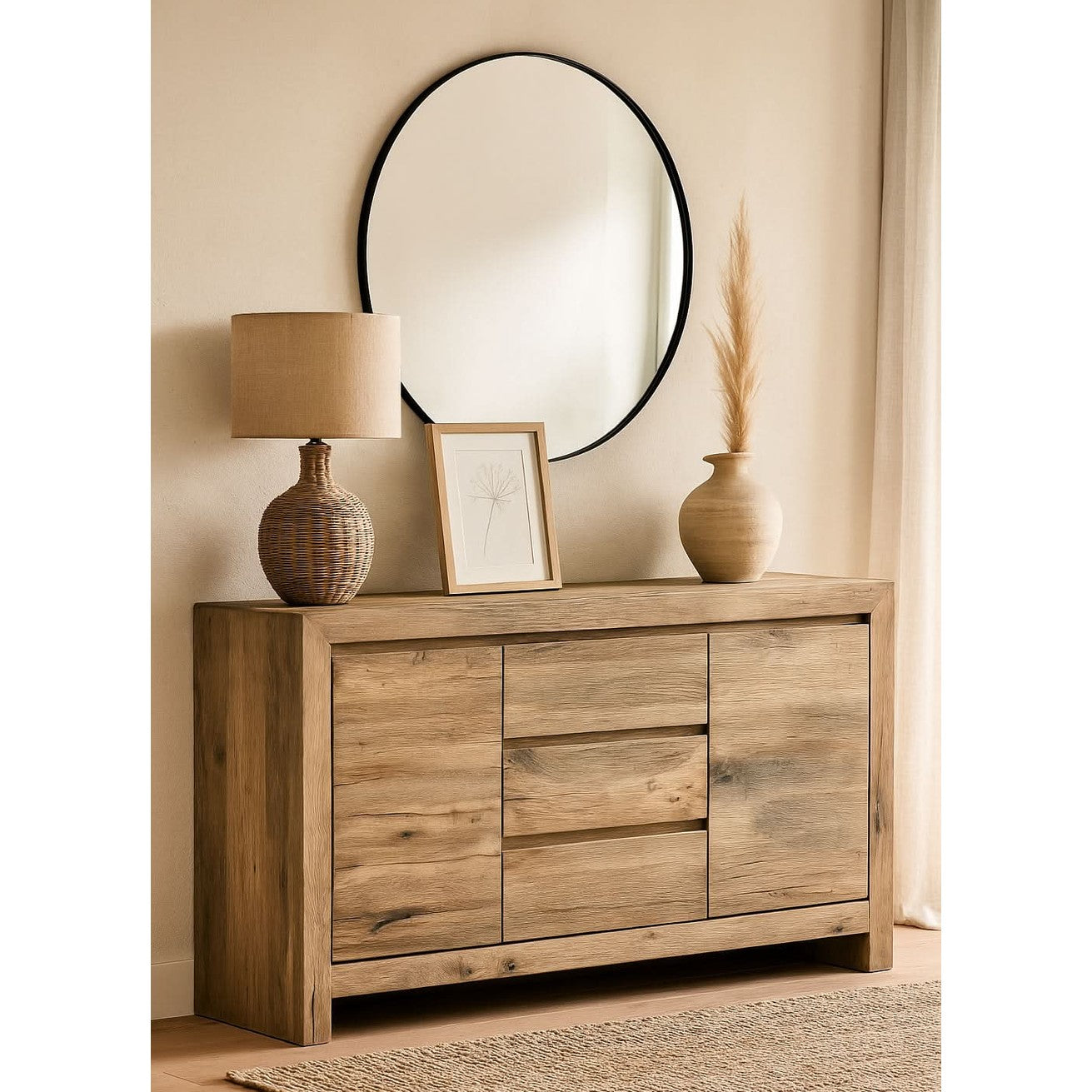 Keiichi Reclaimed Oak Sideboard   Nicholas John Interiors
