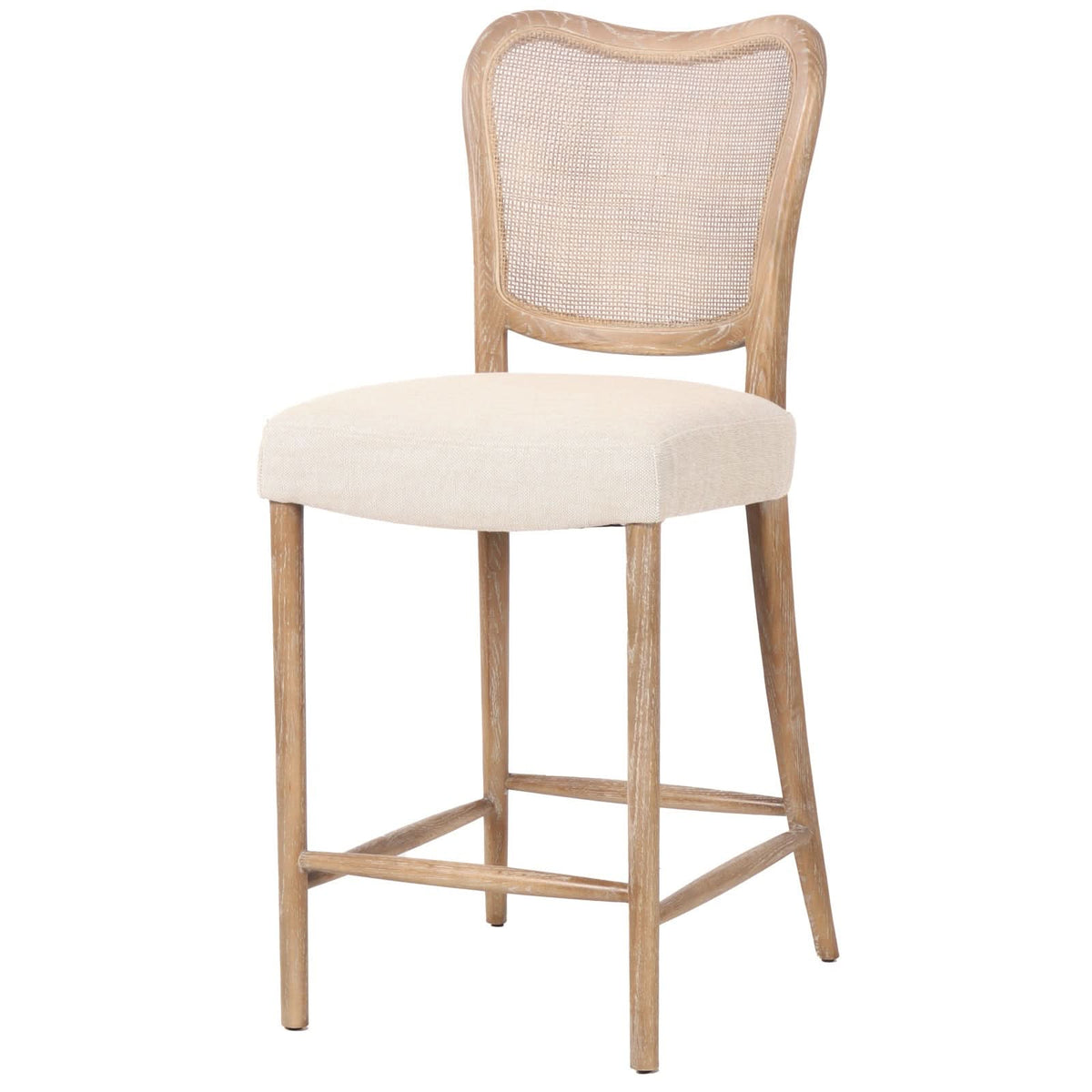 Keiichi Chadlington Rattan and Natural Linen Counter Stool   Nicholas John Interiors