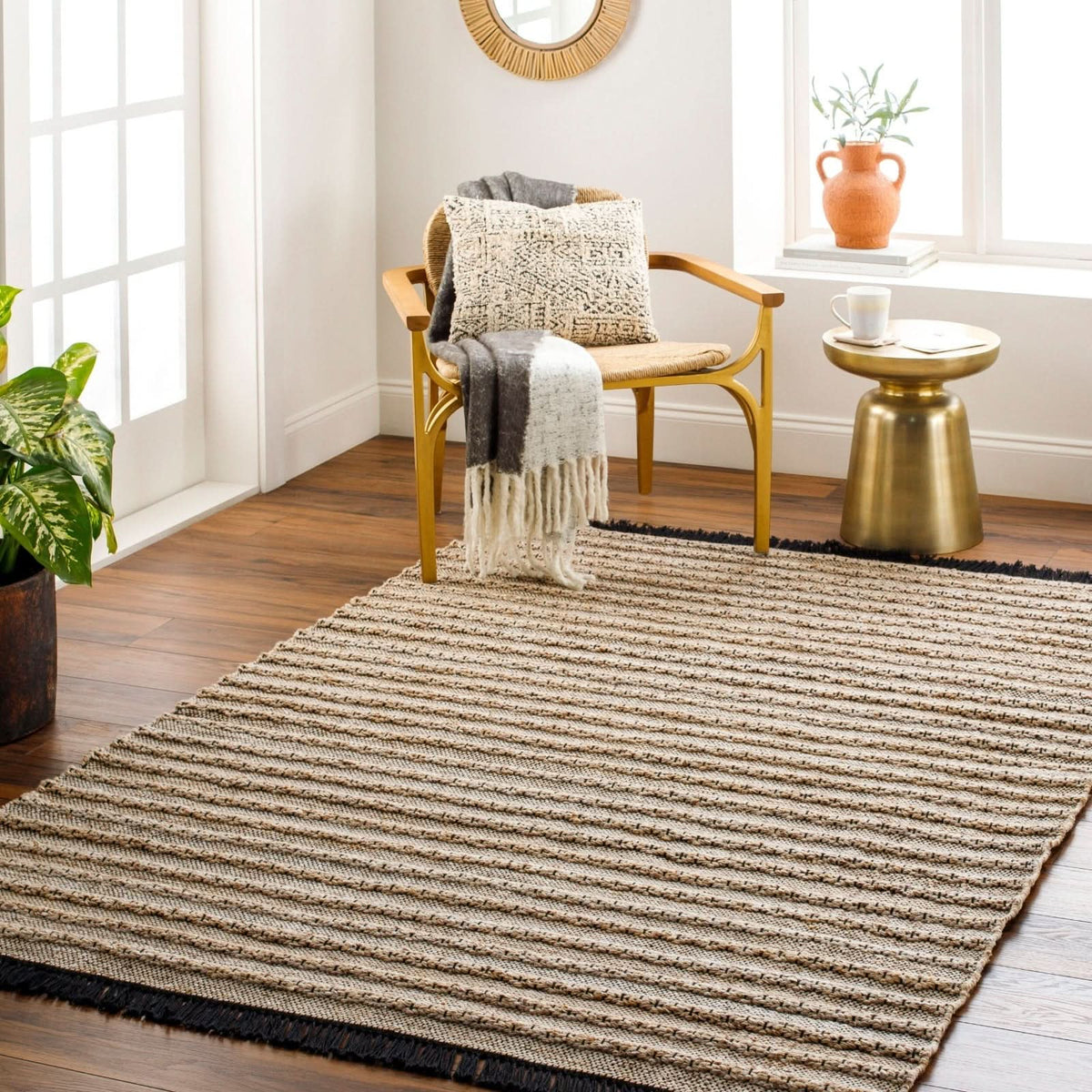 Keiichi Azalea Hand Woven Rug in Dark Beige - 229 x 152 cm   Nicholas John Interiors