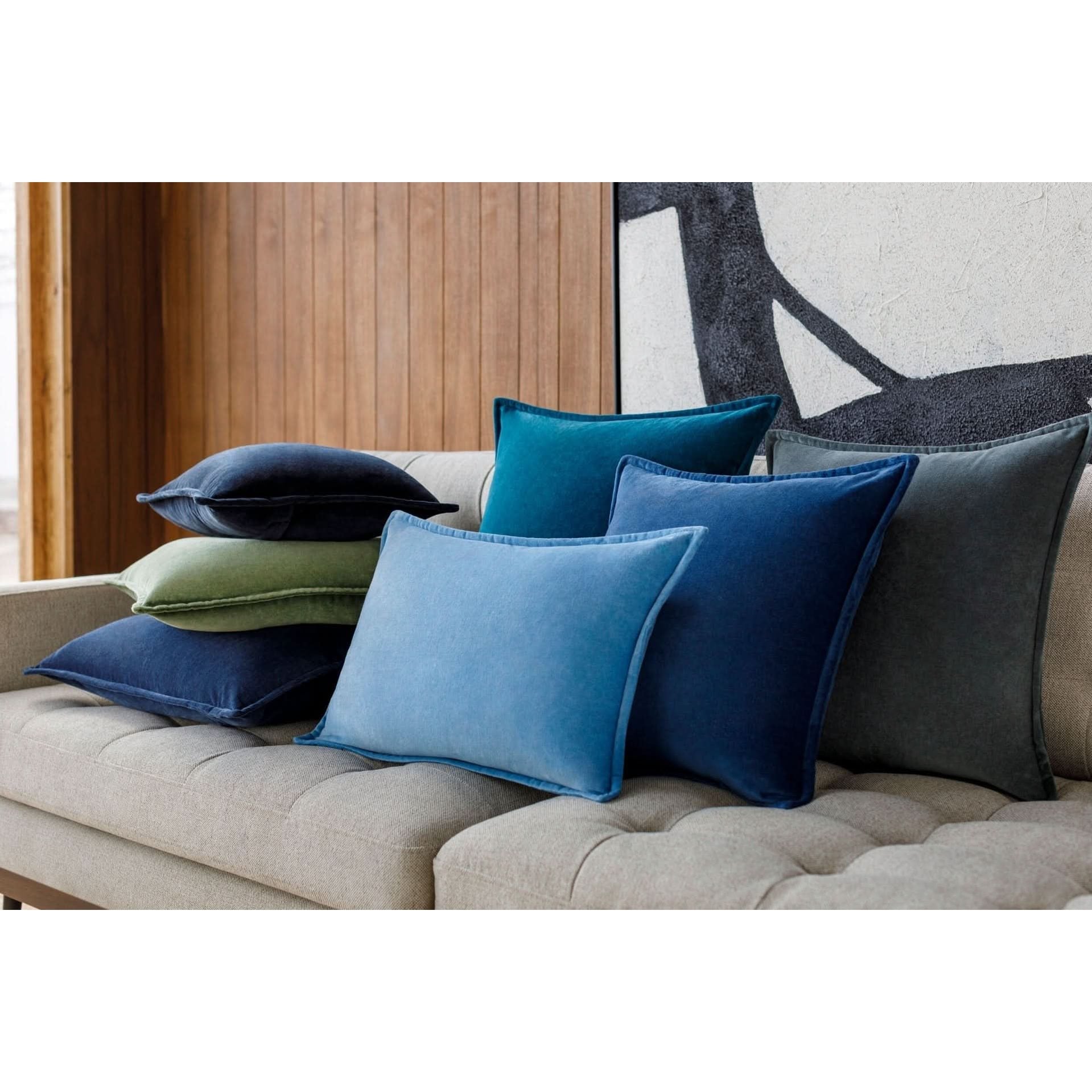Keiichi Cotton Velvet Cushion in Midnight Blue - 51 x 51 cm   Nicholas John Interiors