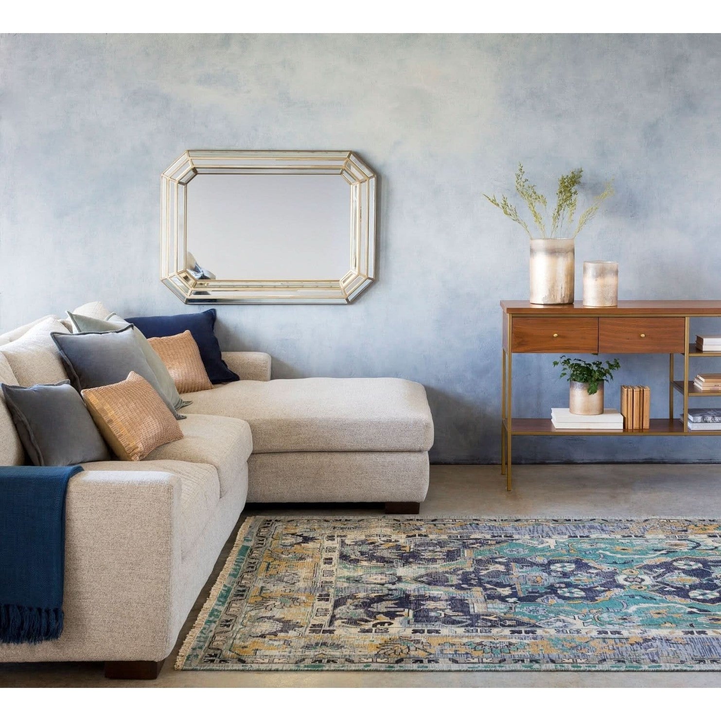 Keiichi Cotton Velvet Cushion in Navy - 51 x 51 cm   Nicholas John Interiors