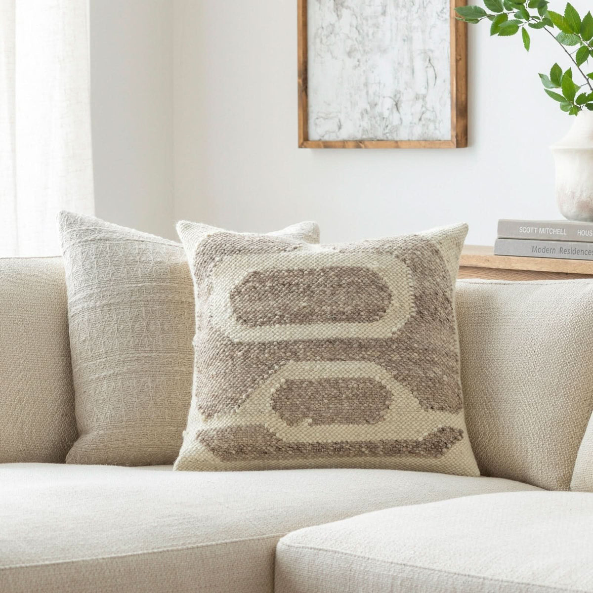 Keiichi Deccan Traps Woven Cushion in Beige - 51 x 51 cm   Nicholas John Interiors