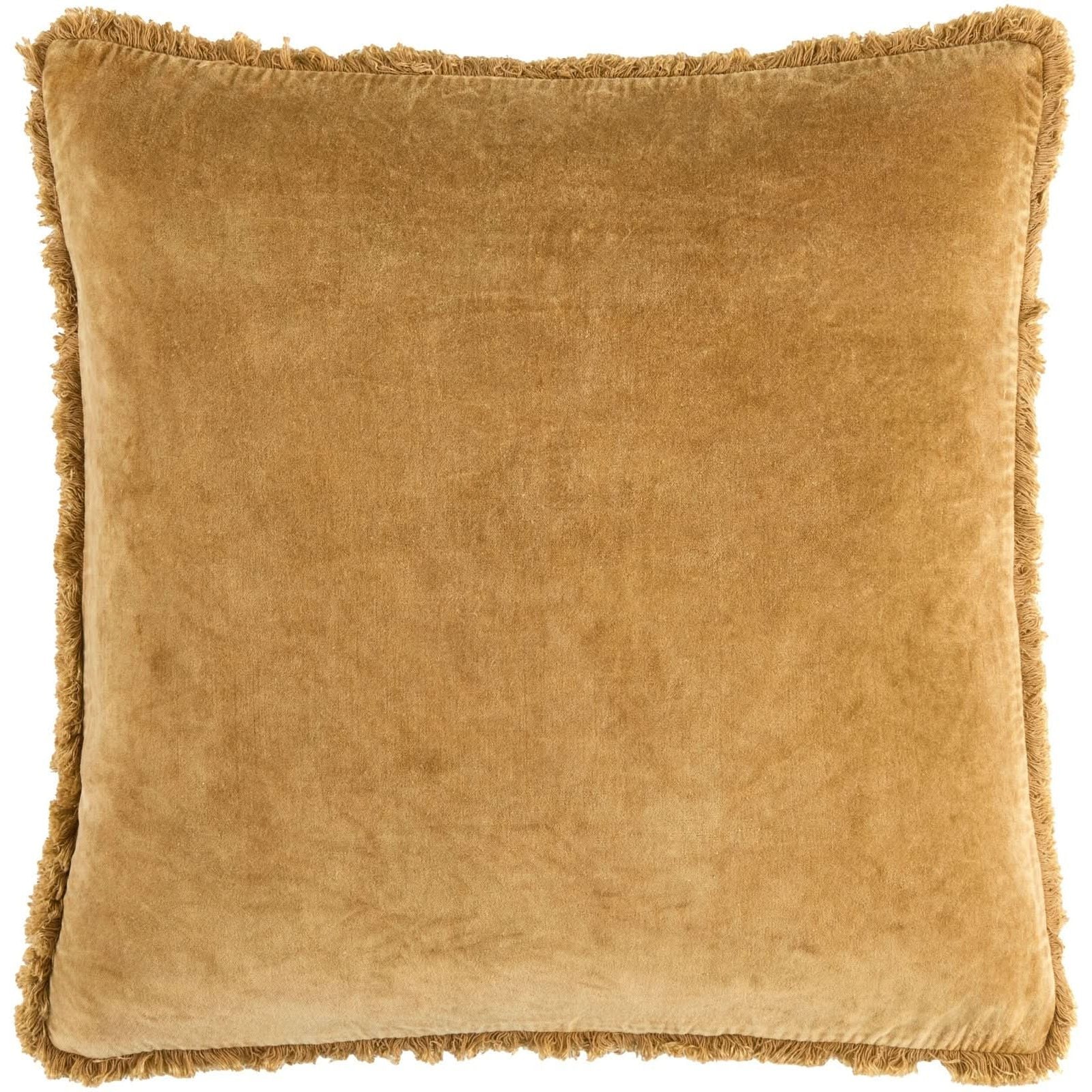 Keiichi Washed Cotton Velvet Woven Cushion in Ochre - 51 x 51 cm   Nicholas John Interiors