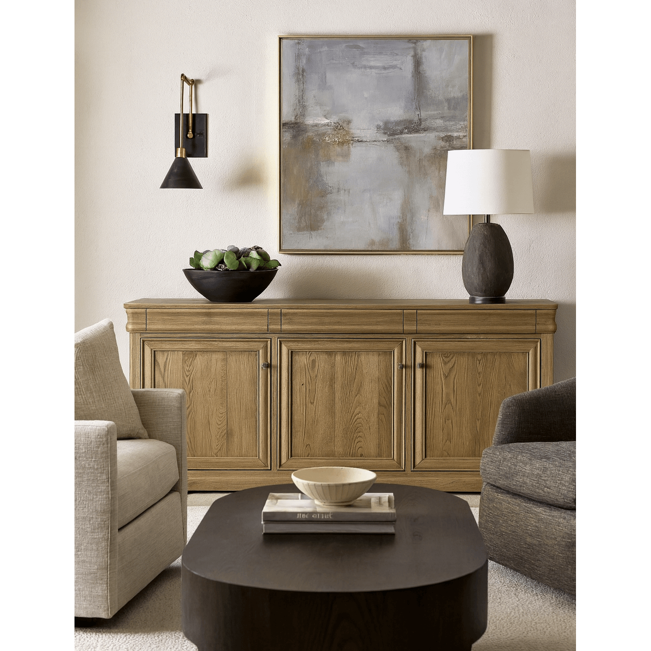 Keiichi Campden Oak Sideboard with 3 Drawers   Nicholas John Interiors