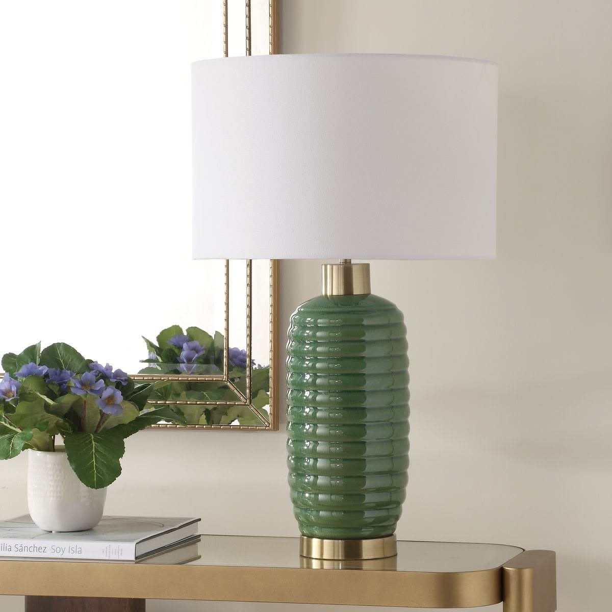 Keiichi Oakley Table Lamp in Green   Nicholas John Interiors