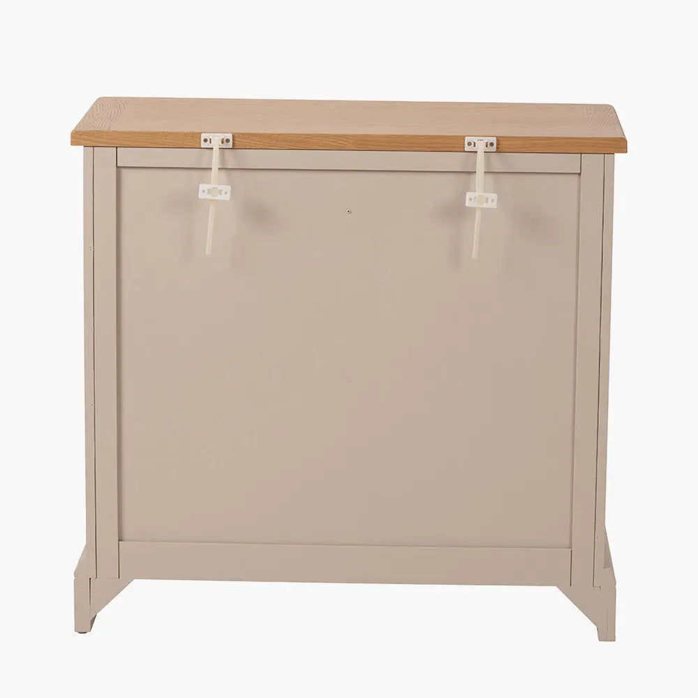 Fairford Parchment White Pine and Oak Wood 2 Drawer Console Table  Nicholas John Interiors