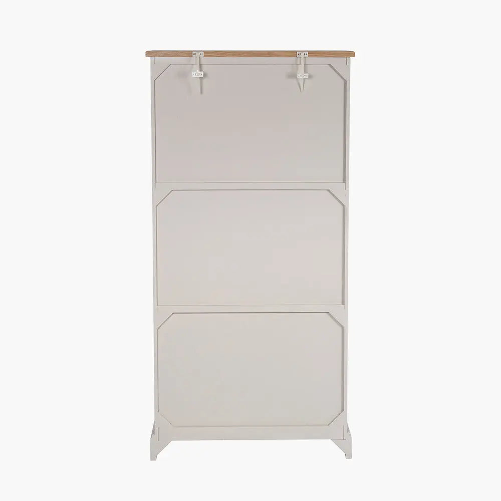 Fairford Parchment White Pine and Oak Wood 5 Shelf Unit   Nicholas John Interiors