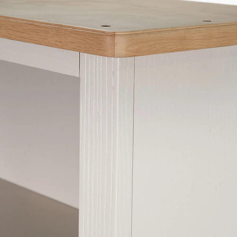 Fairford Parchment White Pine and Oak Wood 5 Shelf Unit   Nicholas John Interiors