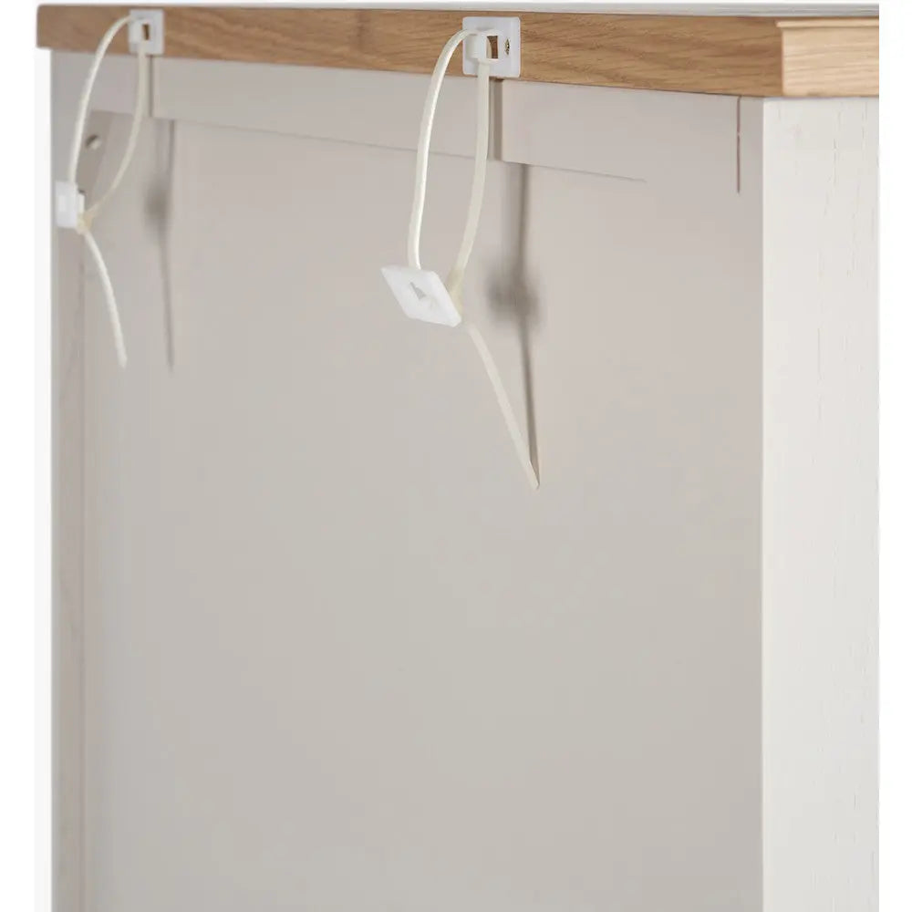 Fairford Parchment White Pine and Oak Wood 5 Shelf Unit   Nicholas John Interiors