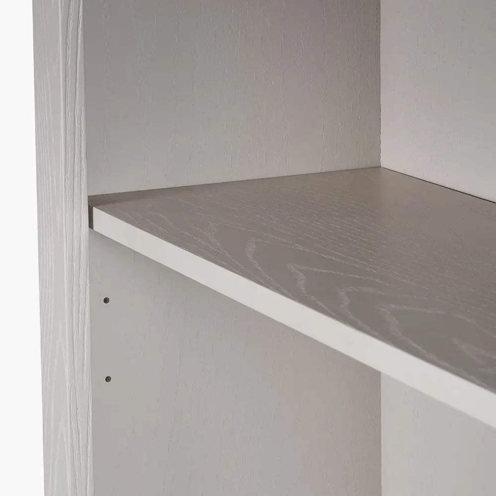 Fairford Parchment White Pine and Oak Wood 5 Shelf Unit   Nicholas John Interiors