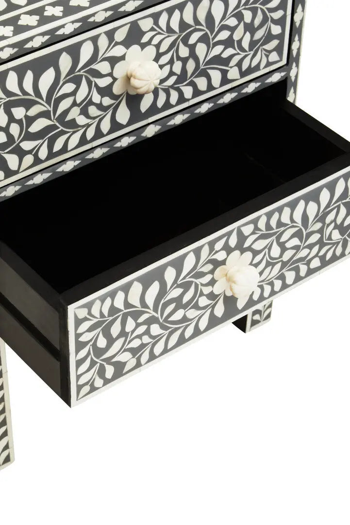 Fazion 2 Drawer Bone Inlay Side Table   Nicholas John Interiors
