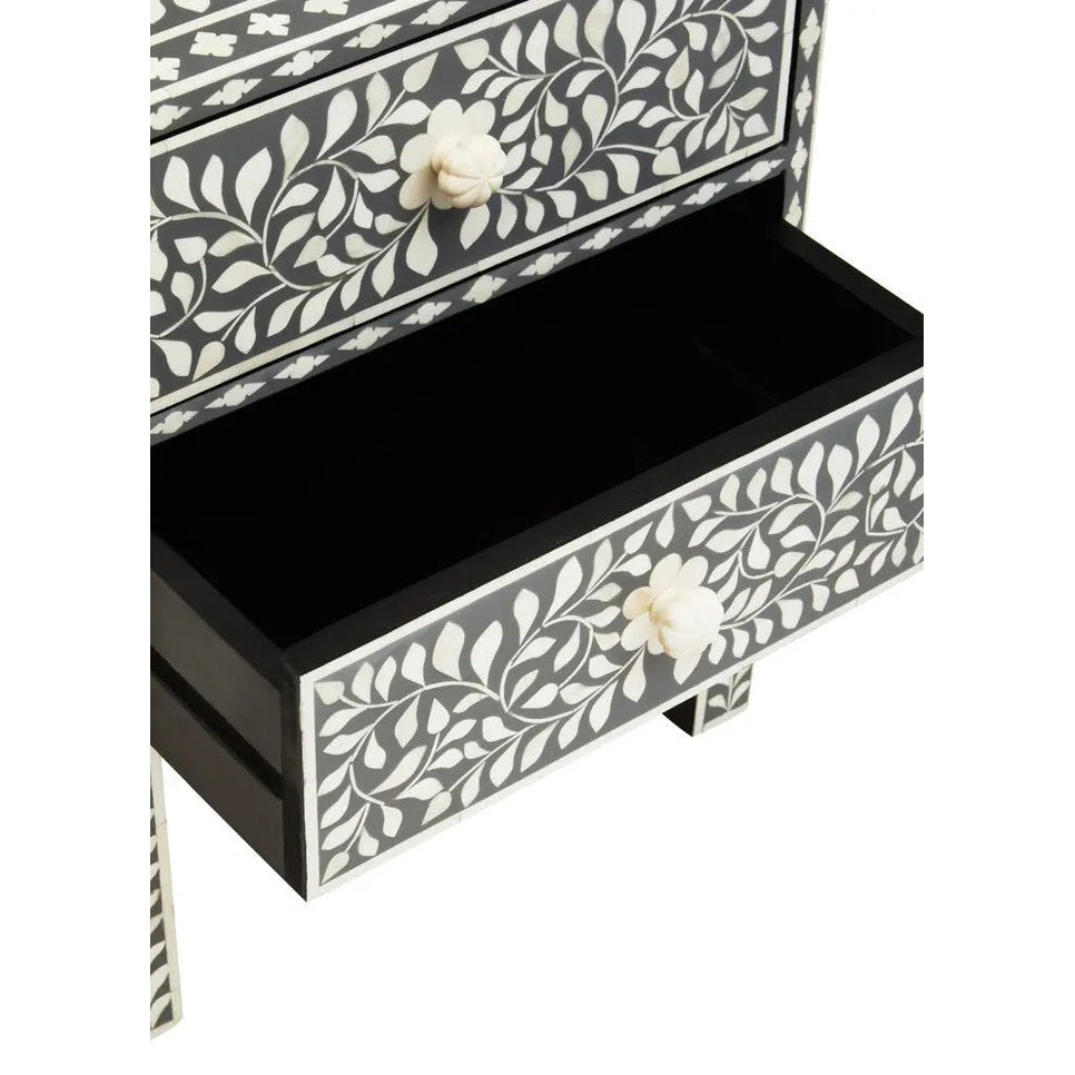 Fazion 2 Drawer Bone Inlay Side Table   Nicholas John Interiors