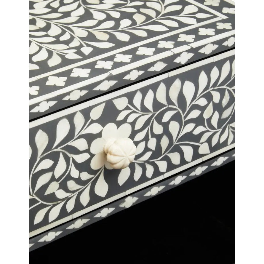 Fazion 2 Drawer Bone Inlay Side Table   Nicholas John Interiors