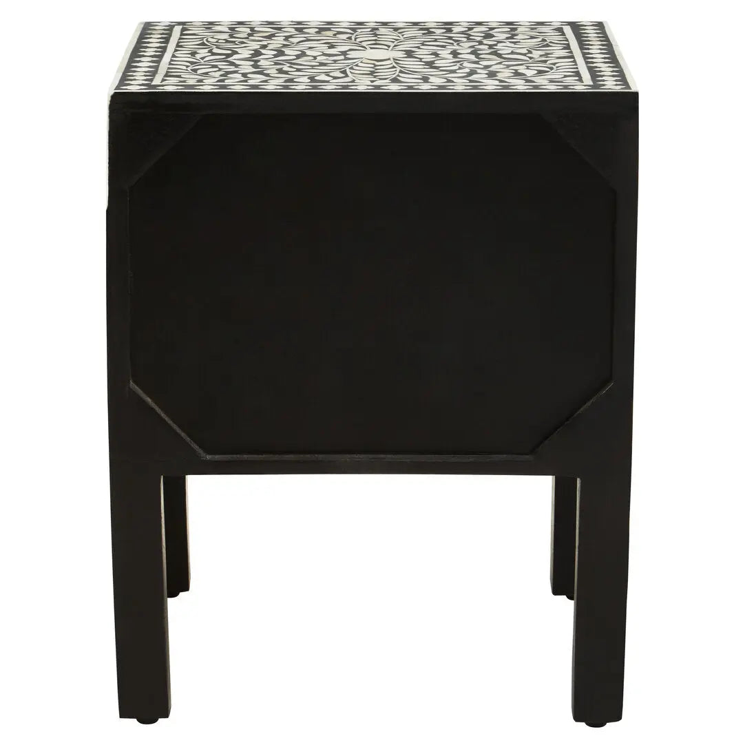 Fazion 2 Drawer Bone Inlay Side Table   Nicholas John Interiors