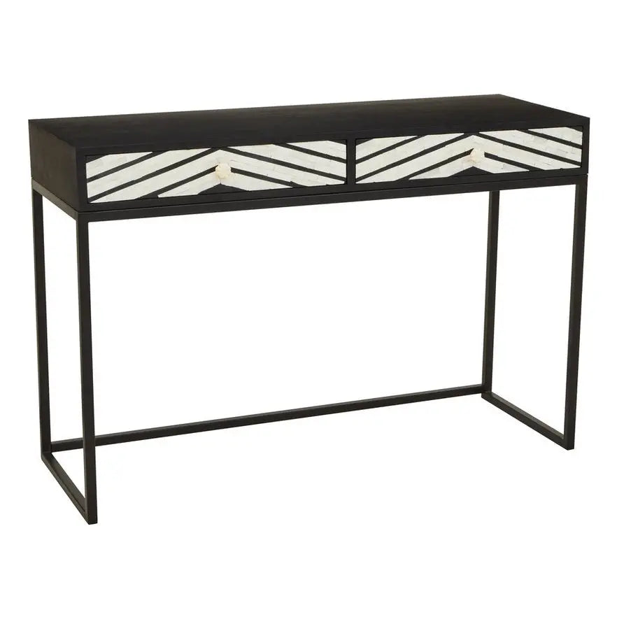 Fazion Bone Inlay Console Table with Two Drawers   Nicholas John Interiors
