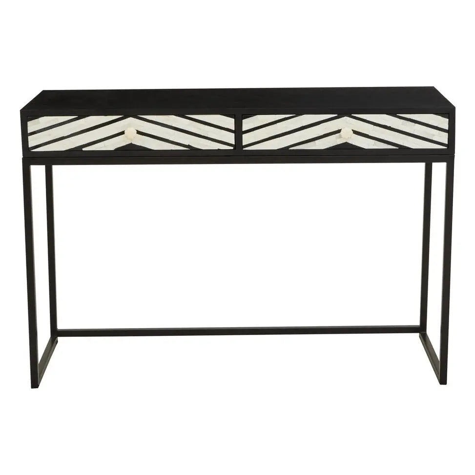 Fazion Bone Inlay Console Table with Two Drawers   Nicholas John Interiors