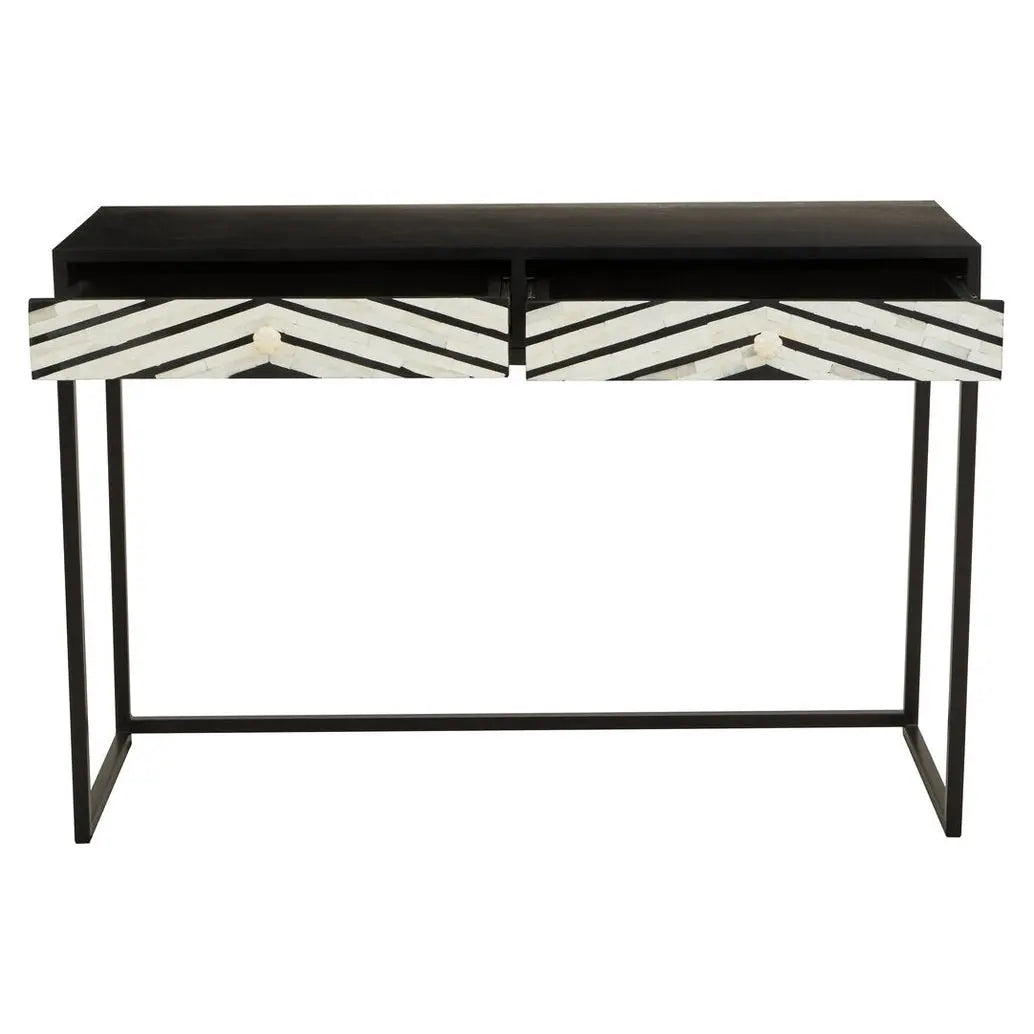 Fazion Bone Inlay Console Table with Two Drawers   Nicholas John Interiors