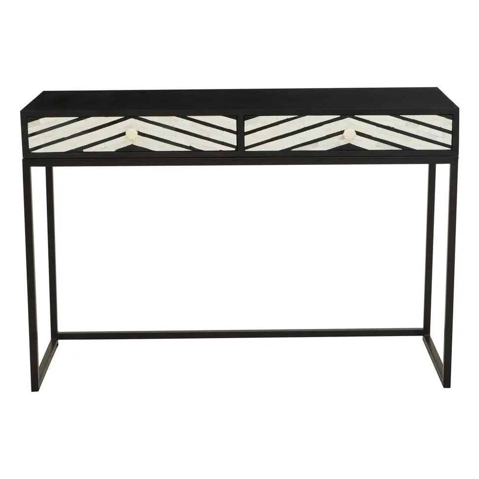 Fazion Bone Inlay Console Table with Two Drawers   Nicholas John Interiors