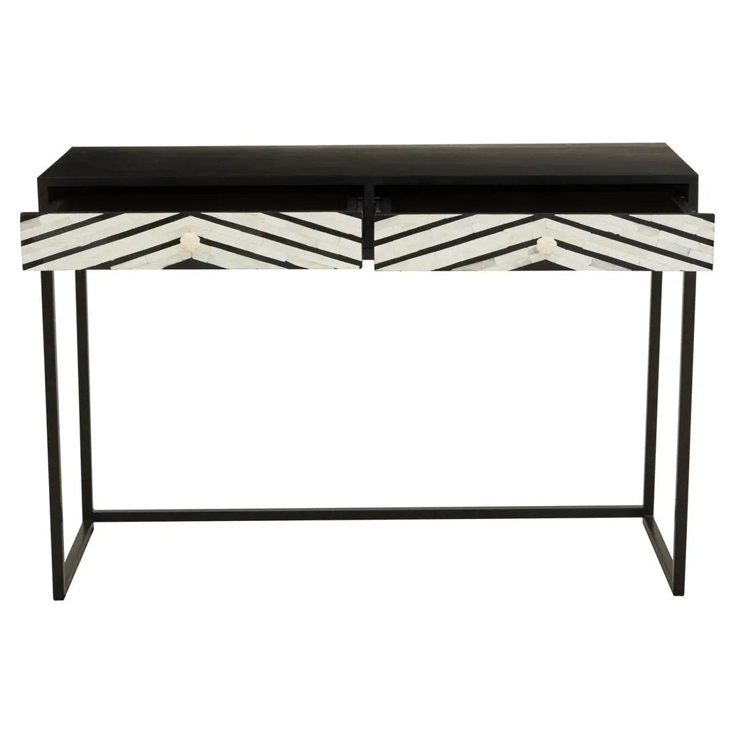 Fazion Bone Inlay Console Table with Two Drawers   Nicholas John Interiors