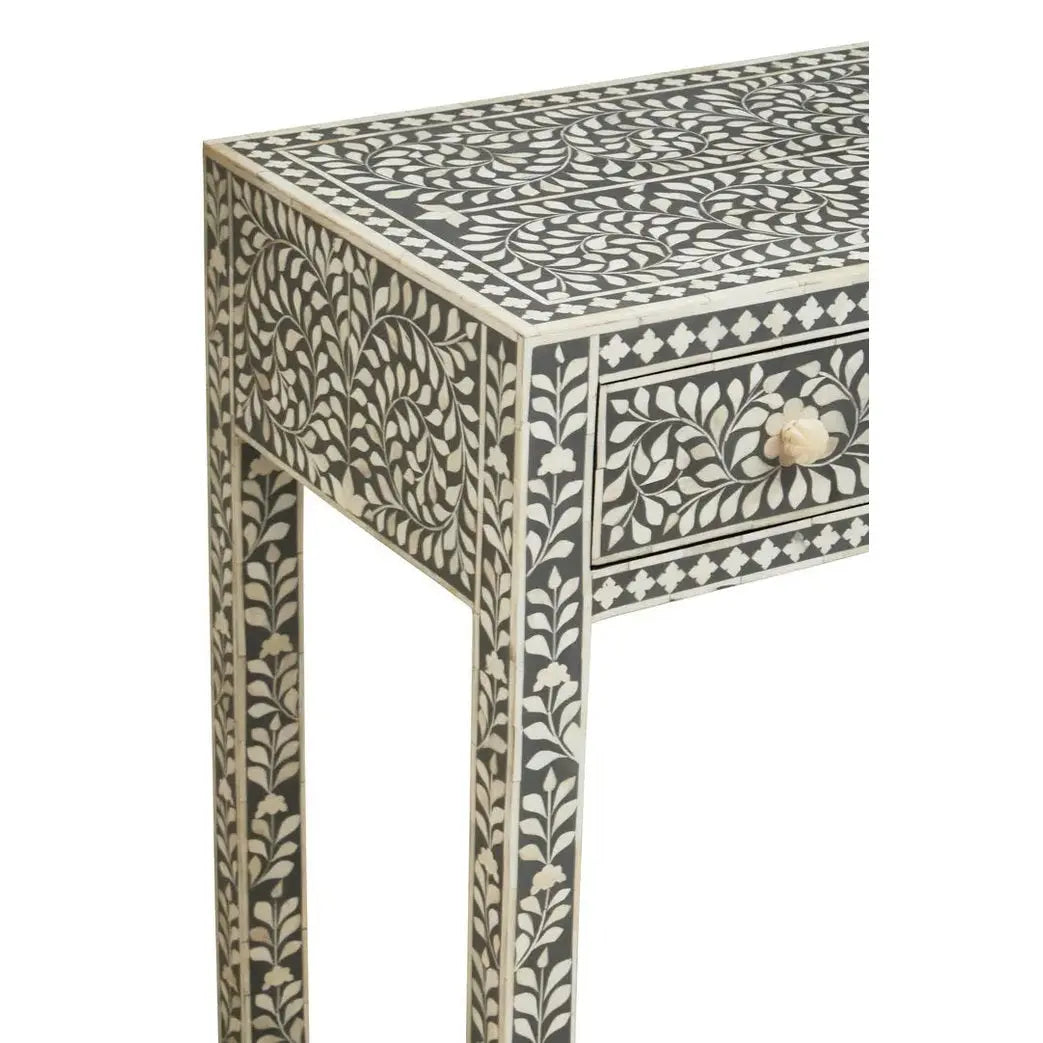 Fazion Bone Inlay Desk with 3 Drawers   Nicholas John Interiors