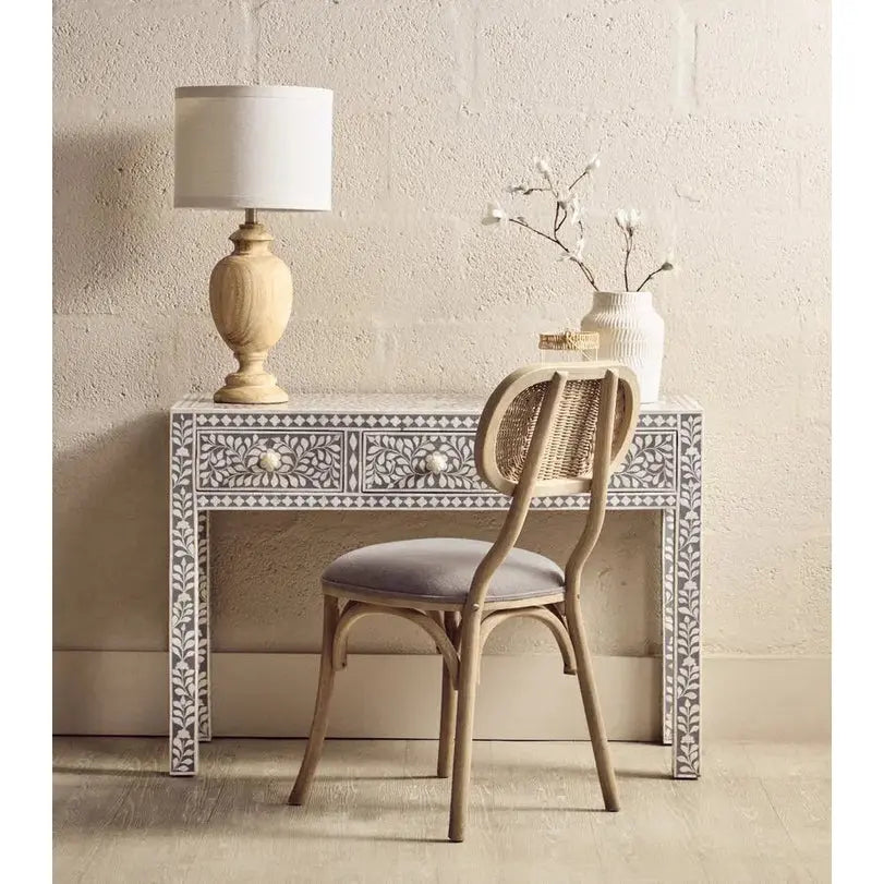 Fazion Bone Inlay Desk with 3 Drawers   Nicholas John Interiors