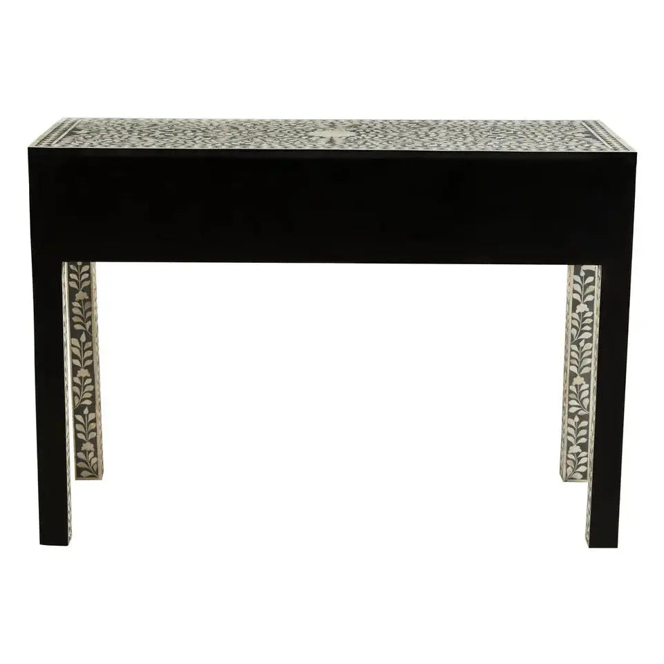 Fazion Bone Inlay Desk with 3 Drawers   Nicholas John Interiors