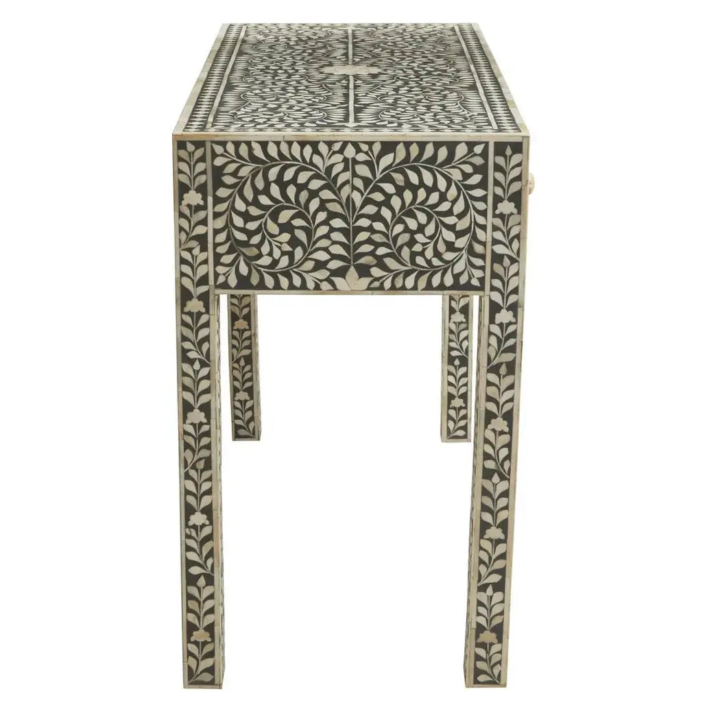 Fazion Bone Inlay Desk with 3 Drawers   Nicholas John Interiors
