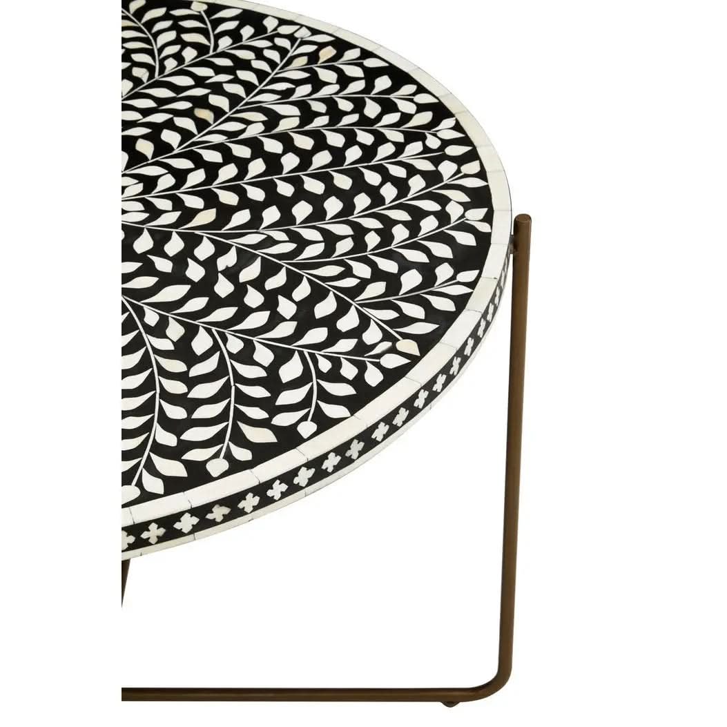 Fazion Bone Inlay Round Coffee Table with Gold Legs   Nicholas John Interiors