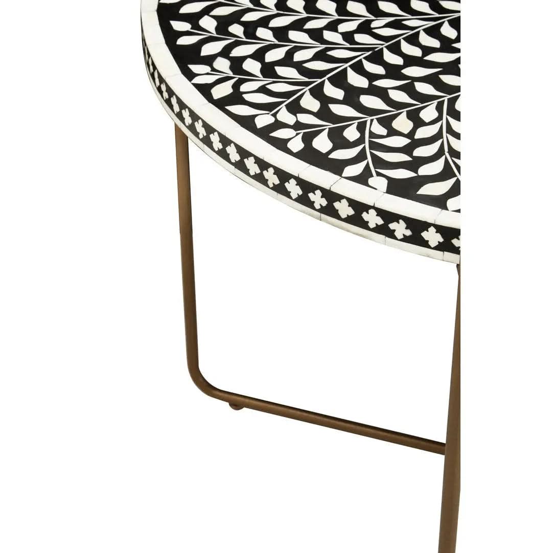 Fazion Bone Inlay Round Coffee Table with Gold Legs   Nicholas John Interiors