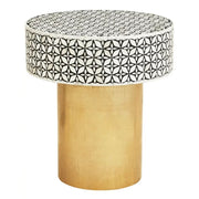 Fazion Bone Inlay Round Side Table with Gold Base   Nicholas John Interiors