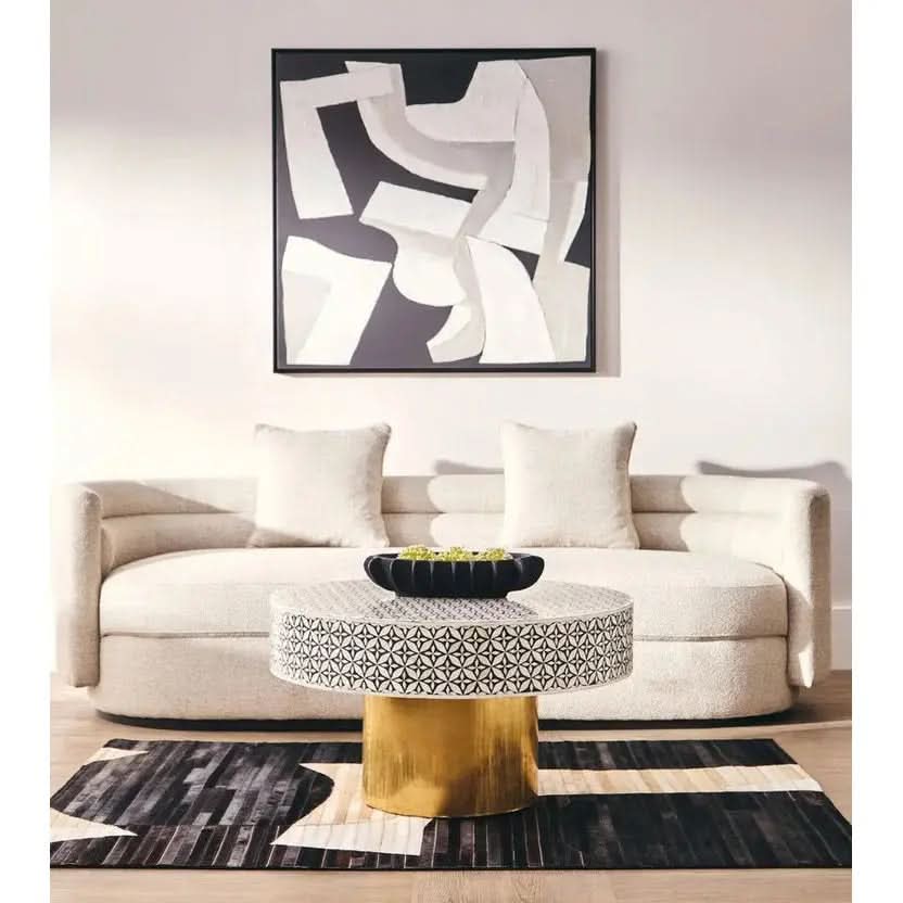 Fazion Round Bone Inlay Coffee Table With Gold Base   Nicholas John Interiors