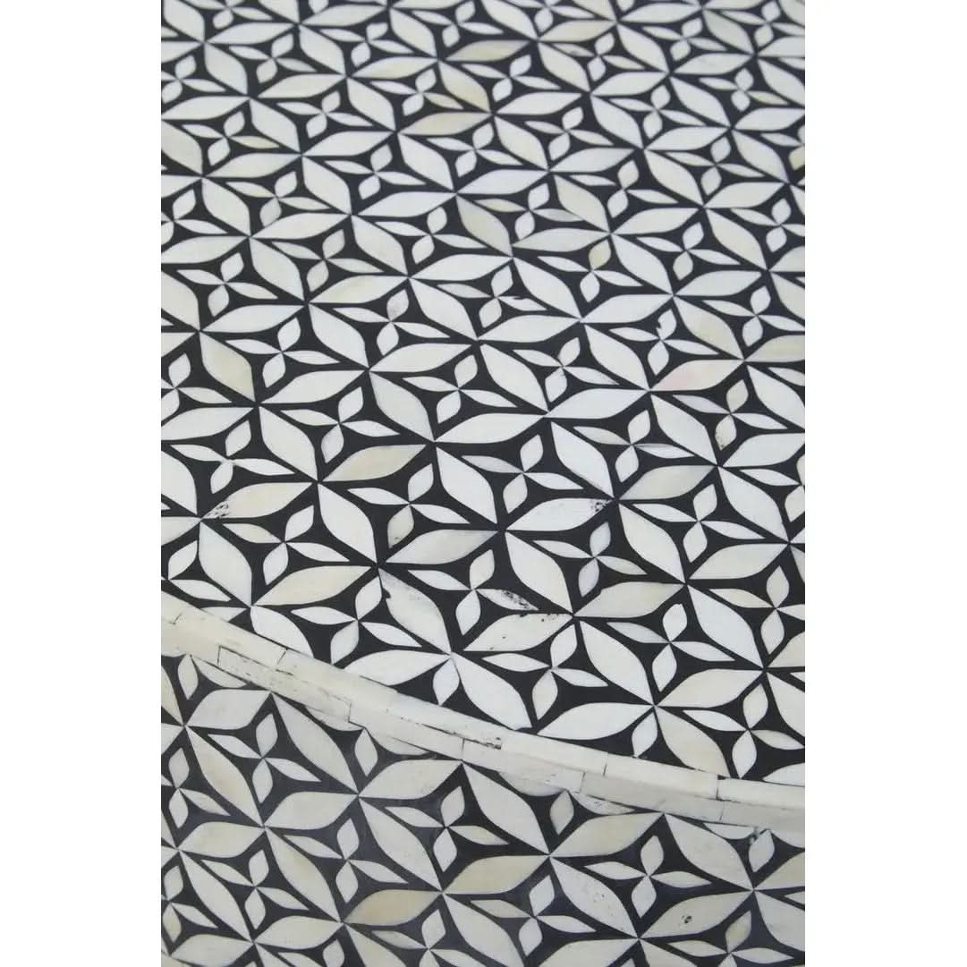 Fazion Round Bone Inlay Coffee Table With Gold Base   Nicholas John Interiors