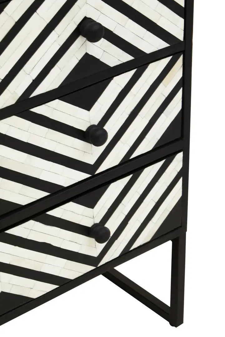 Fazion Three Drawer Bone Inlay Chest of Drawers   Nicholas John Interiors