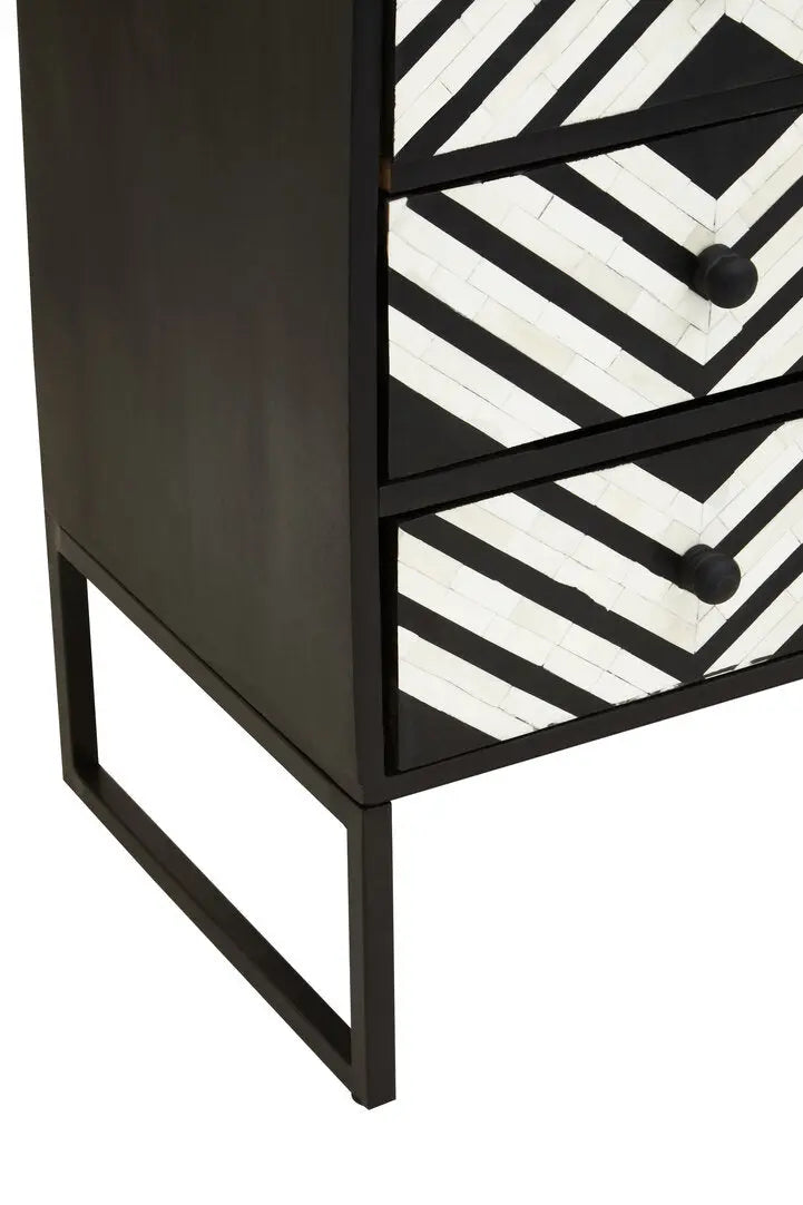 Fazion Three Drawer Bone Inlay Chest of Drawers   Nicholas John Interiors