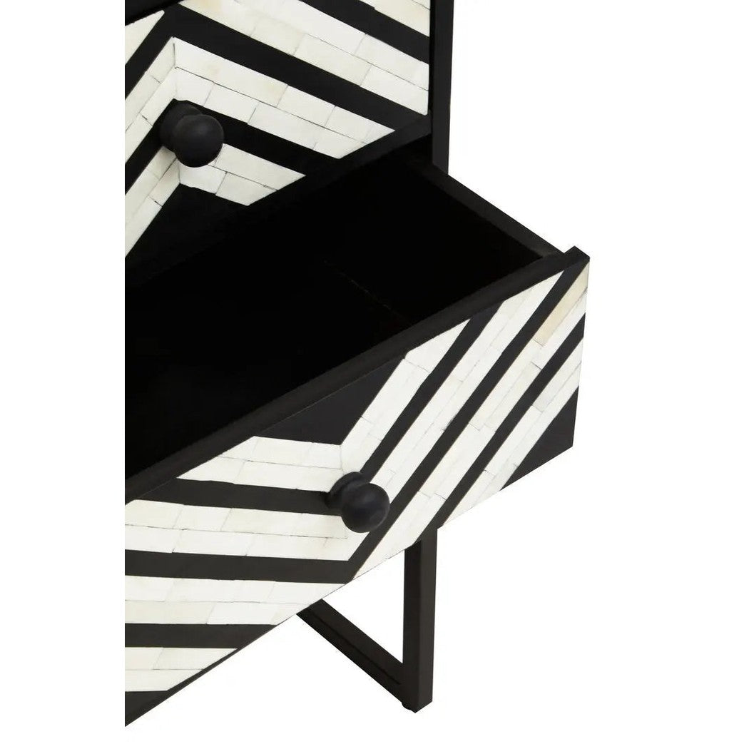 Fazion Three Drawer Bone Inlay Chest of Drawers   Nicholas John Interiors