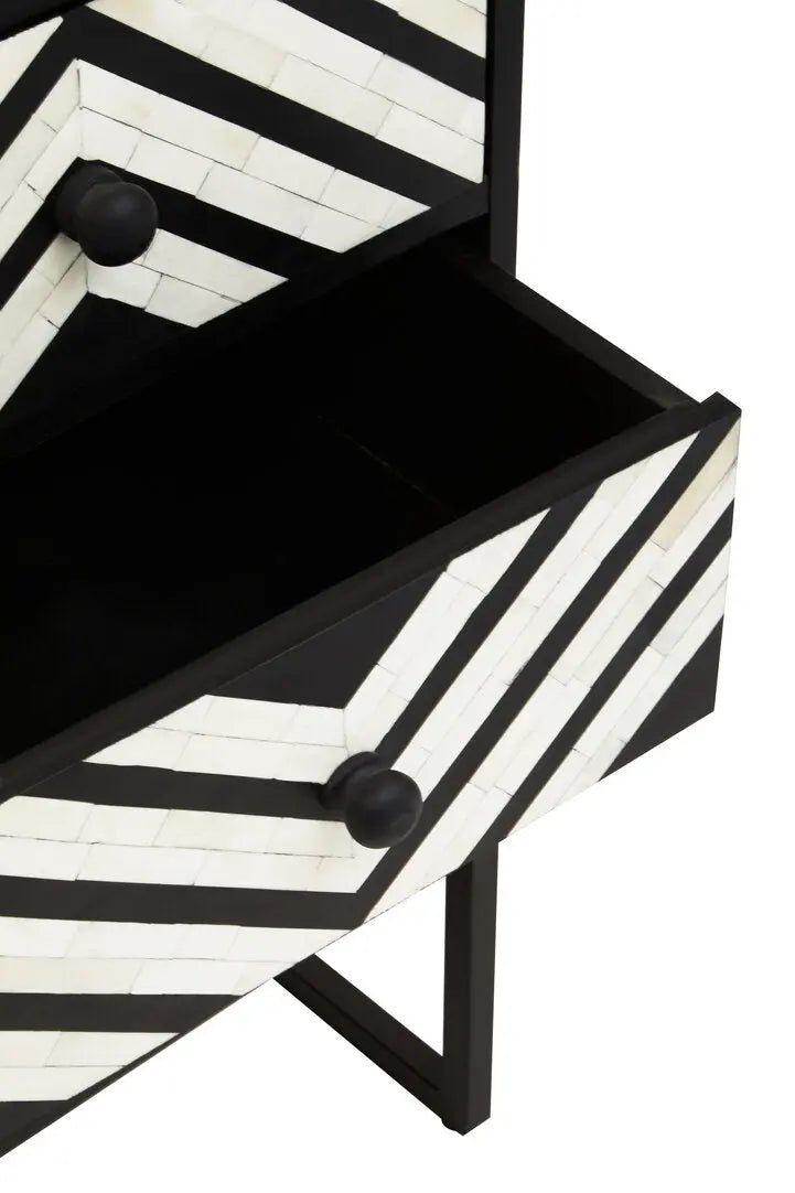 Fazion Three Drawer Bone Inlay Chest of Drawers   Nicholas John Interiors