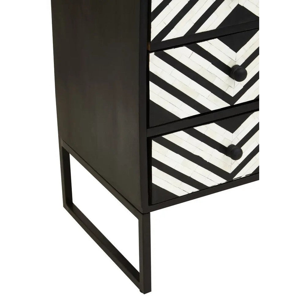 Fazion Three Drawer Bone Inlay Chest of Drawers   Nicholas John Interiors