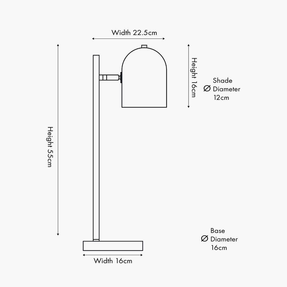 Finn Grey Metal Cloche Headed Table Lamp  Nicholas John Interiors