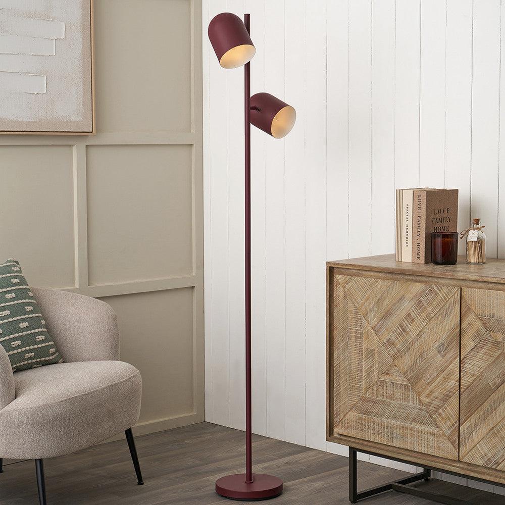 Finn Mulberry Metal Cloche Two Head Floor Lamp  Nicholas John Interiors