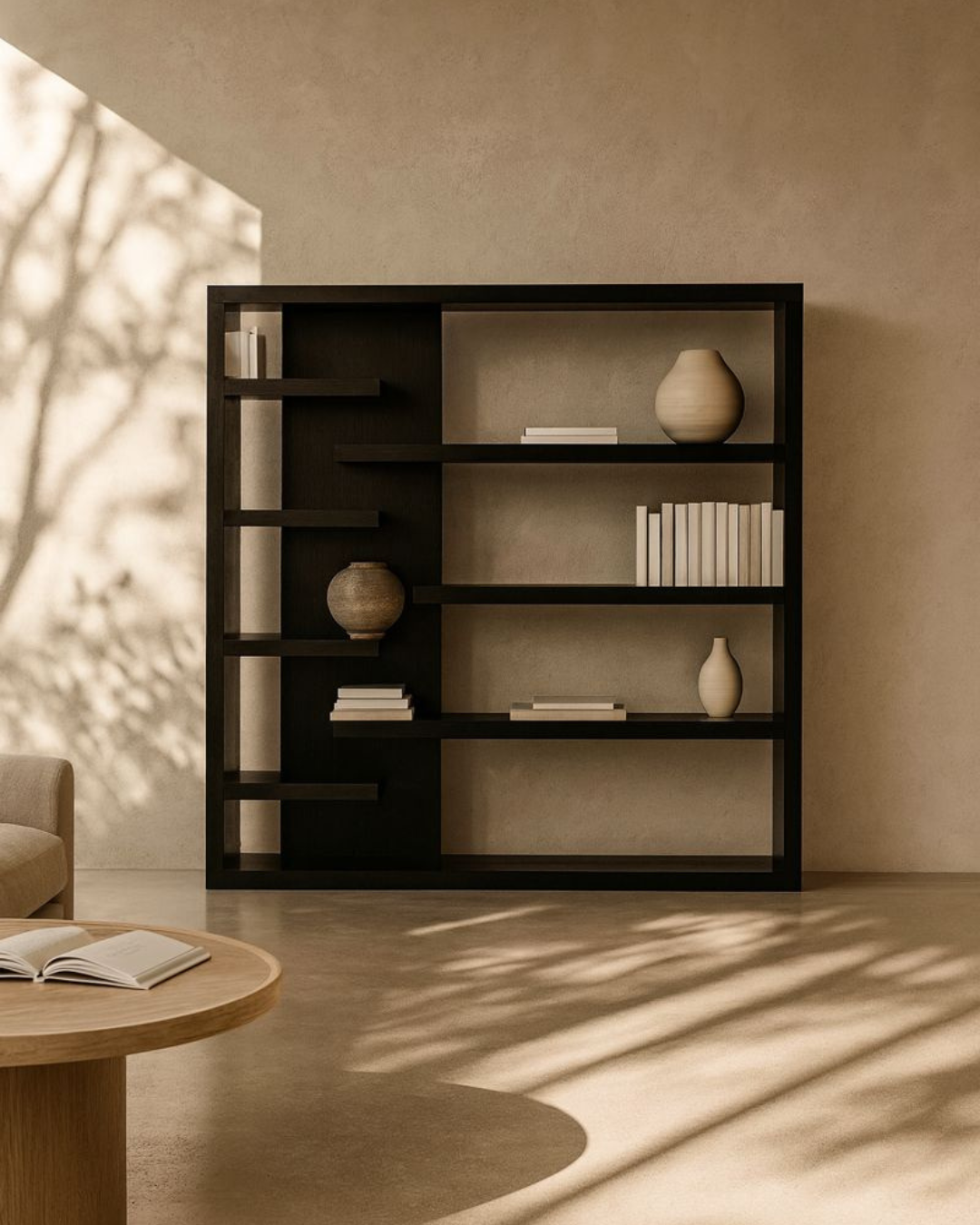 Tommy Franks Fiocchi Book Shelf - Black Oak   Nicholas John Interiors