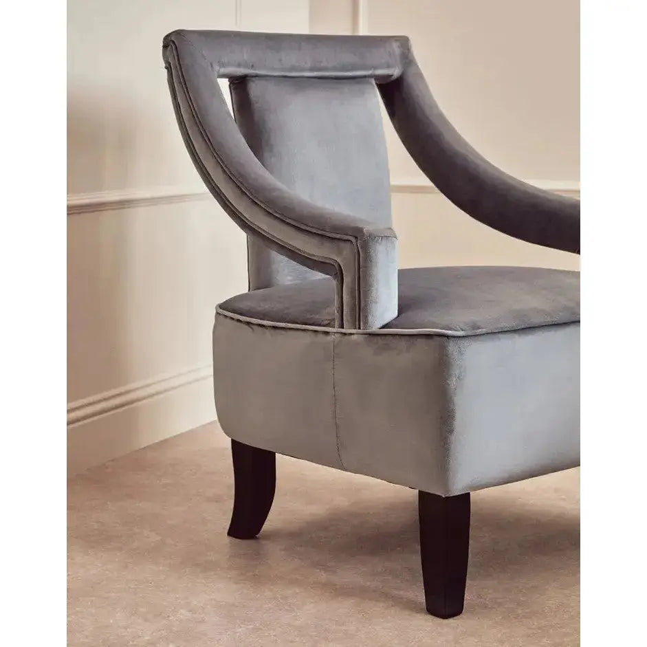Fiora Grey Velvet Chair   Nicholas John Interiors